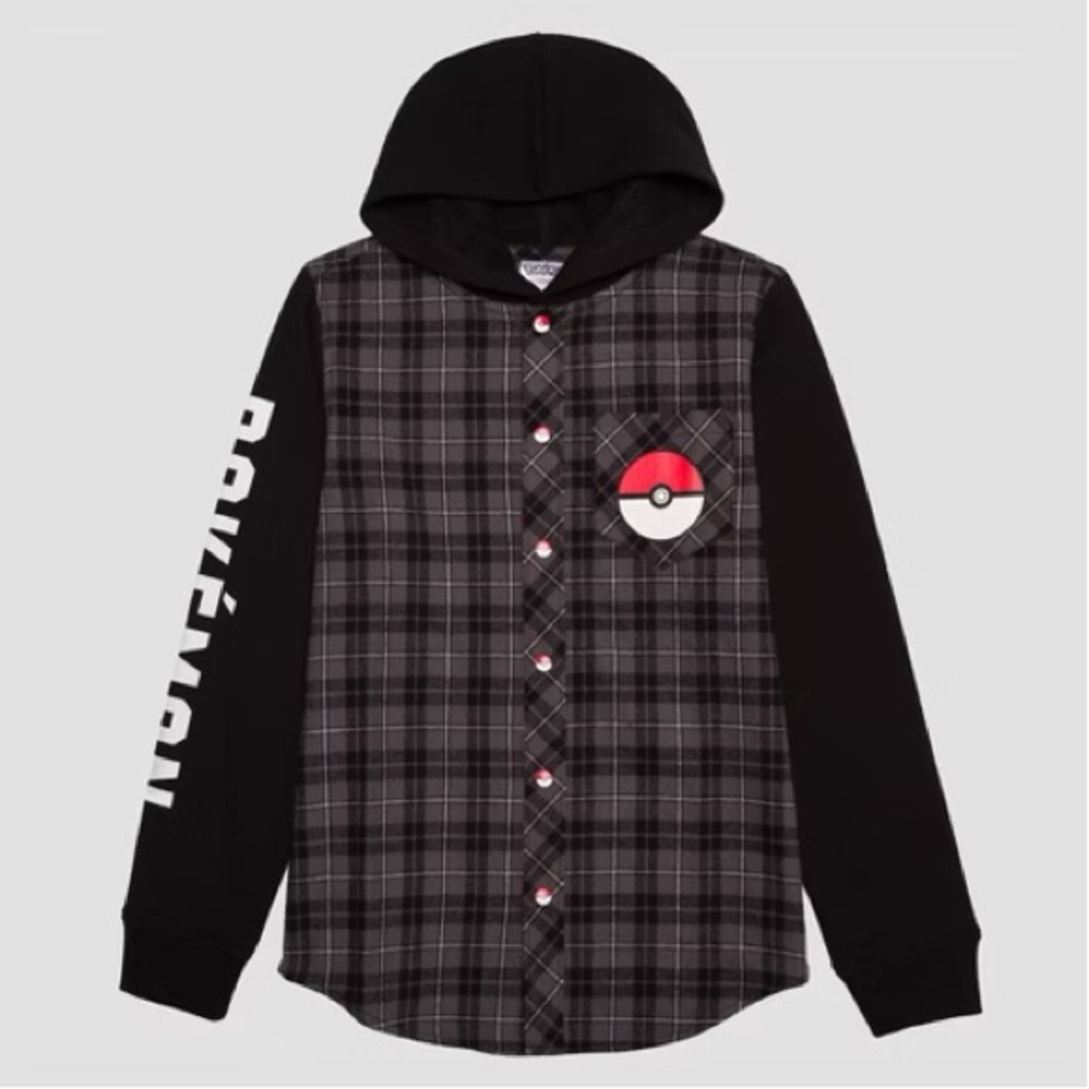 Pokemon Black and Gray Checkered Hoodie